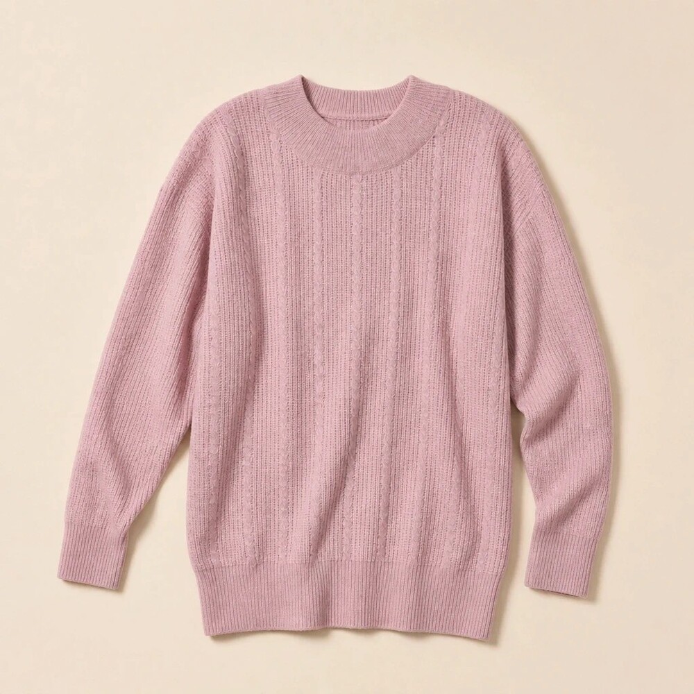 Vintage Liz Claiborne Collection Pink Angora Lambswool Cable Knit Sweater